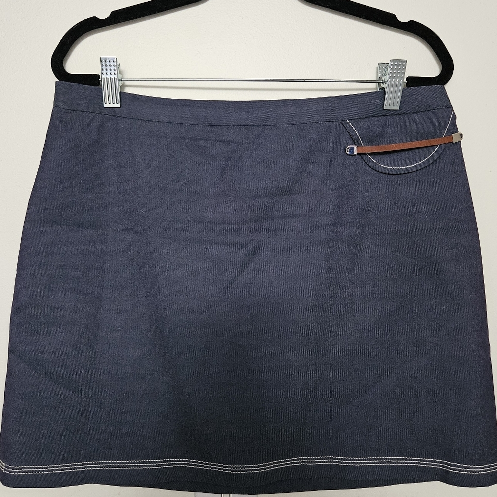 BCBGMAXAZRIA, Mini Skirt w/ Leather Detail, Size 12, Excellent Condition